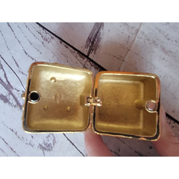 Rucinni Jeweled Trinket Box Filigree Grape Vine Leaves Gold Ring Gift - Picture 7 of 13